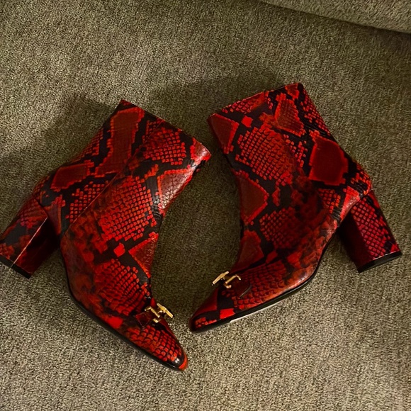 Cavalli Class By Roberto Cavalli Red Python Bootie - Picture 9 of 16